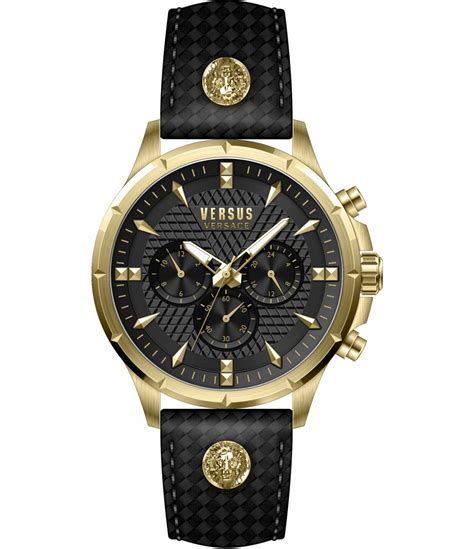 versus versace men's lion cap black|Men's Chrono Lion Modern Multifunction Black Leather Watch .